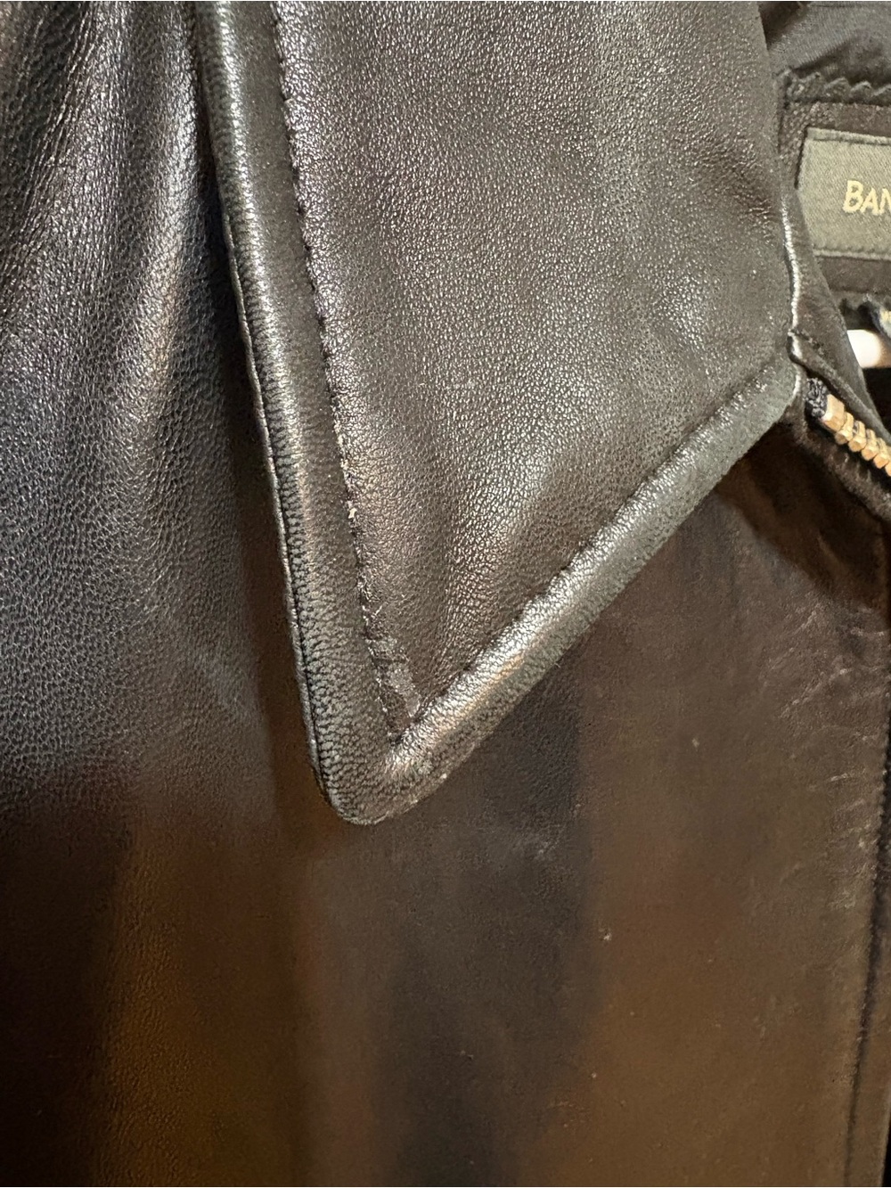 Black Genuine Leather Jacket - Banana Republic- Size S - Picture 7 of 11
